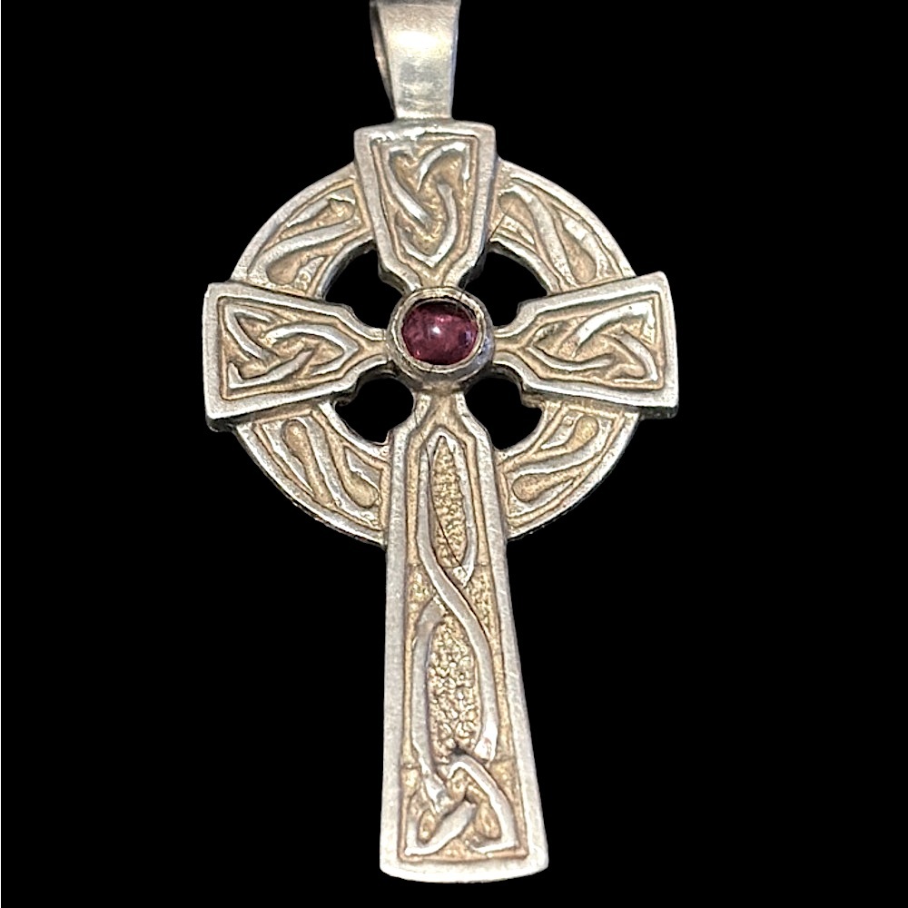 COPY - * Rare unidentified Stamp Garnet Stone Celtic Cross Pendant - Picture 8 of 8
